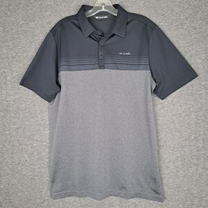 Travis Mathew Polo Shirt Mens XL Black Gray Golf Pima Cotton Blend Short Sleeve